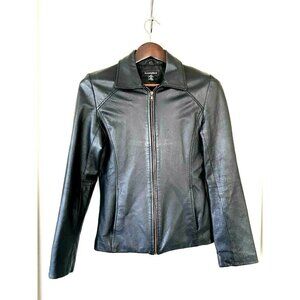 Atmosphere Black Genuine Leather Jacket Ladies Size S